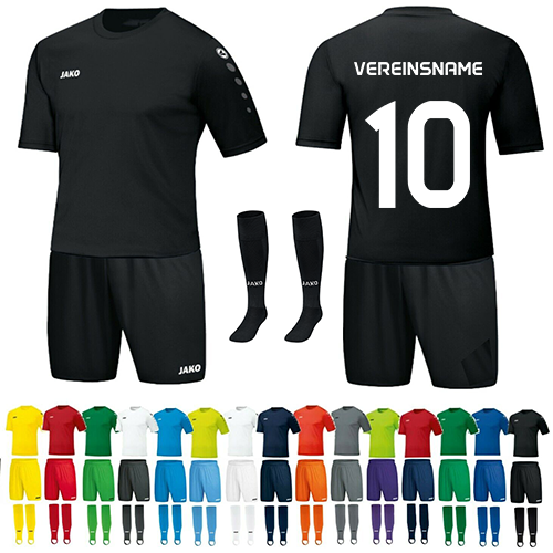 Trikot Team 14er Satz - Hose , Stutzenstrumpf , Vereinsname und Nummer
